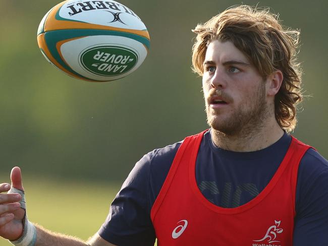 GOLD COAST, AUSTRALIA - APRIL 17: Fraser McReight during an Australia Wallabies training camp at Sanctuary Cove on April 17, 2023 in Gold Coast, Australia. (Photo by Chris Hyde/Getty Images)