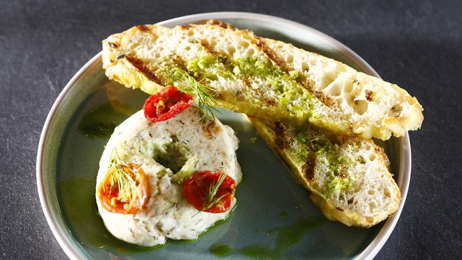 The Mantecato de Barra dish, whipped barramundi with sun dried tomatoes at Miguel's, a new tapas and wine bar on Williams Esplanade at Palm Cove. Picture: Brendan Radke