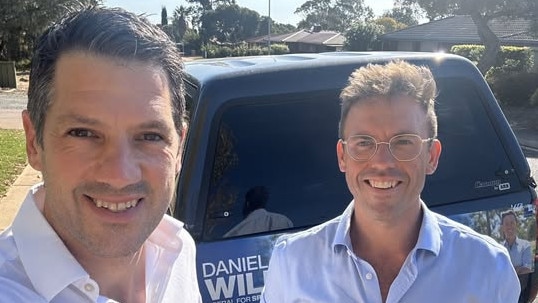 SA's Liberal conservative powerbroker and top Senate pick Alex Antic (left) and conservative commentator and Spence candidate Daniel Wild. Picture: Facebook