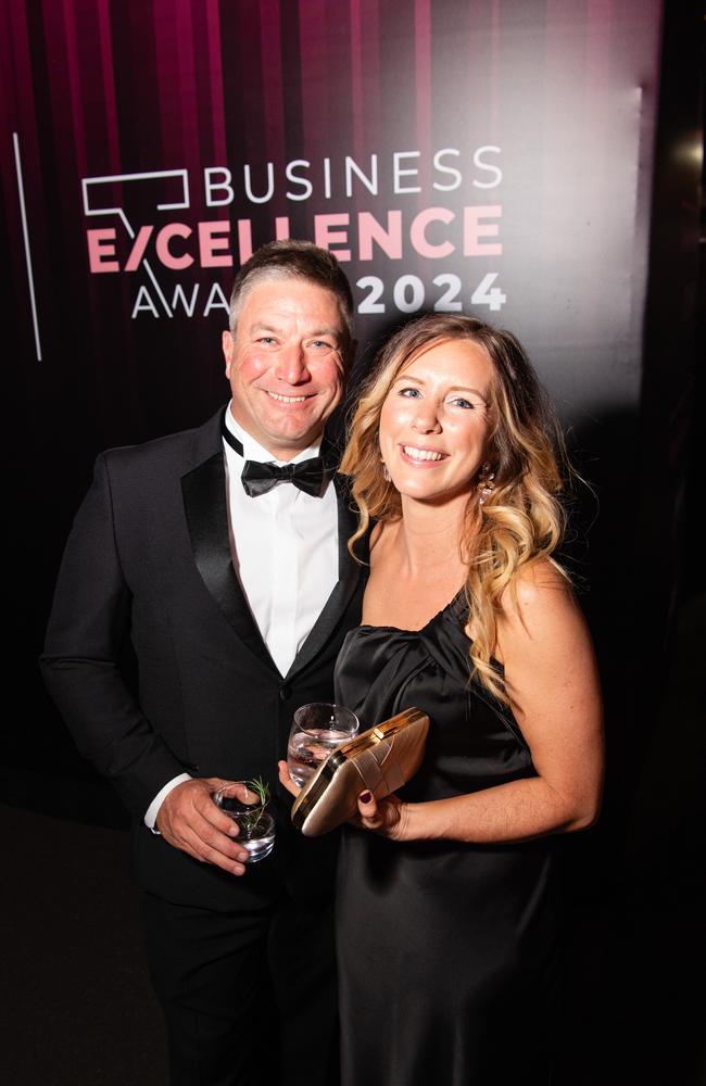 Damon and Indea Atkinson of The Farm Shop Farmers Market at Little Pig Consulting Business Excellence Awards at Rumours International, Saturday, October 19, 2024. Picture: Kevin Farmer