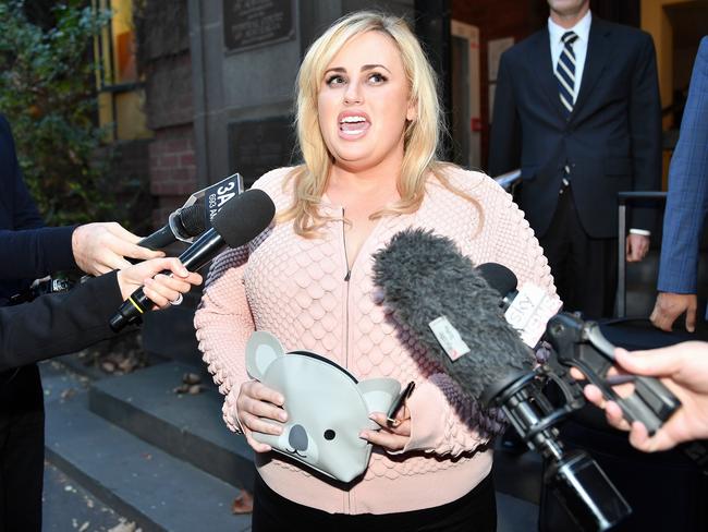 Rebel Wilson walks from the Supreme Court after day one of her defamation trial against Bauer Media. Picture: Jake Nowakowski.