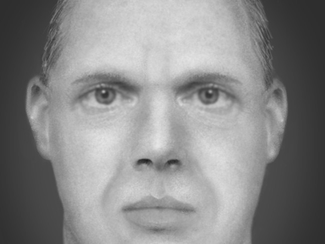 A post-mortem depiction of a man found on Kings Beach, near Victor Harbor, in October 1964. Picture: Australian Federal Police
