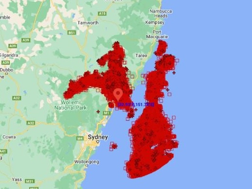 On Monday, Weatherzone’s Total Lightning Network detected around 210,000 lightning strikes within a 200km radius of Newcastle between 5am and 11am AEDT. Picture: WeatherZone