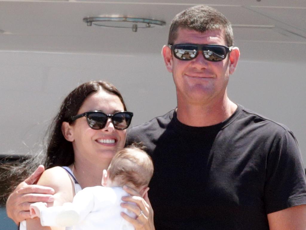 James and Erica Packer on their boat in Sydney Harbour celebrating New Year's Eve.