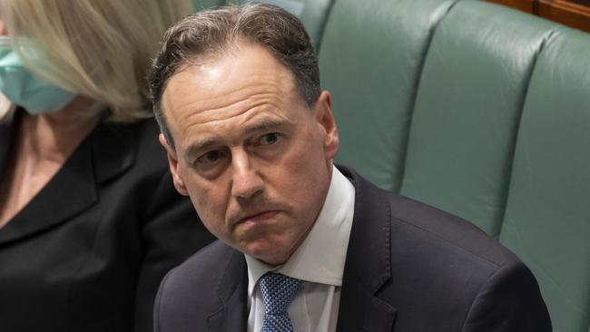 Health Minister Greg Hunt in question time on Wednesday. Picture: Martin Ollman