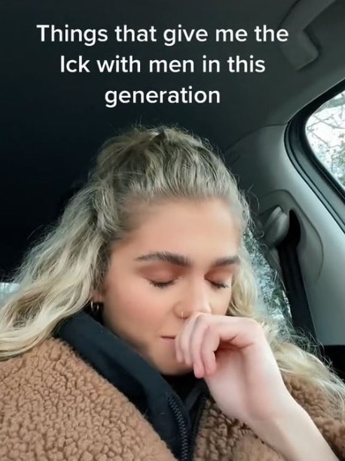 TikTok has become awash with ‘the ick’ clips, with this user saying some of the biggest ‘icks’ were … Picture: TikTok/ellienellijenkins