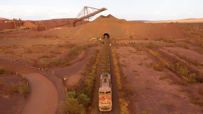 BHP iron ore train in the Pilbara, Western Australia 3. Photo credit Gerrit Nienaber.