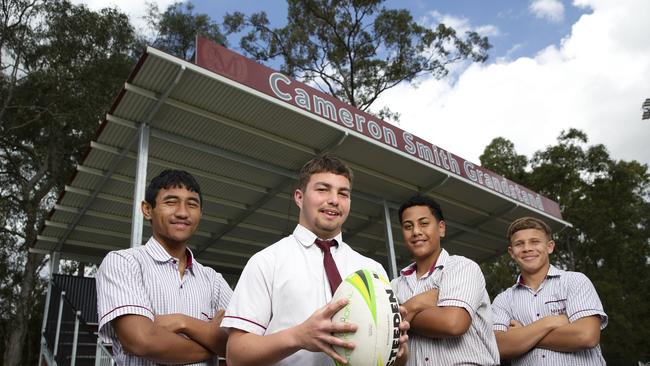 Marsden State High School’s ltr Mark Nosa, Luke Bossons, Mace Andrew and Jahrel Conlon, will play in grand finals. (Image Sarah Marshall)