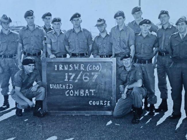 Private Richard Norden (back row, far left) after completing a hand-to-hand combat course. Picture: Supplied