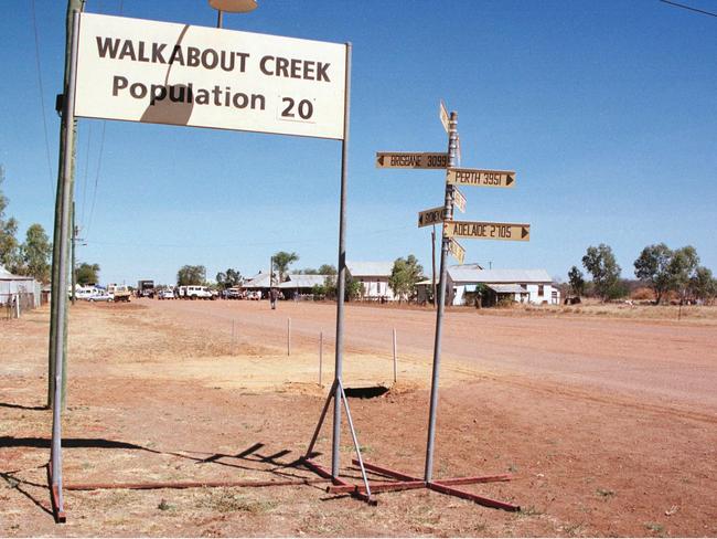 The set for Walkabout Creek, McKinlay in outback Queensland for the shooting of Crocodile Dundee film. Picture: Steve Brennan.