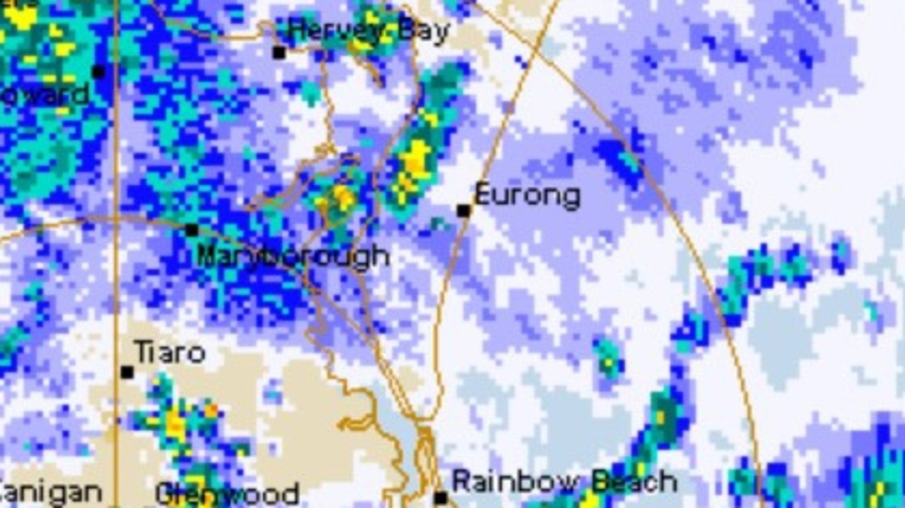 A snapshot taken on Friday morning of the weather radar for the Fraser Coast. Photo: BOM.