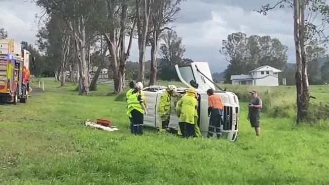 Trapped driver freed through windscreen