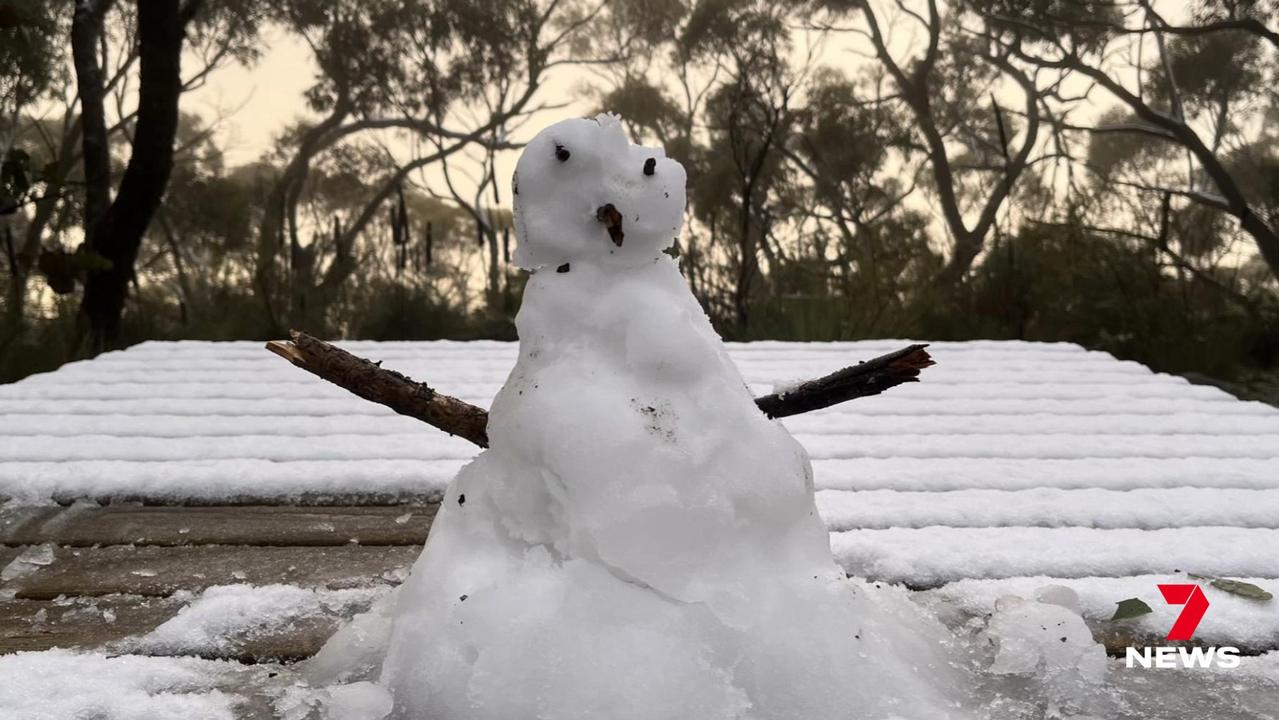 A remarkable sight at Mount Remarkable, where the ground turned white overnight as temperatures plunged across South Australia. Picture: 7 News