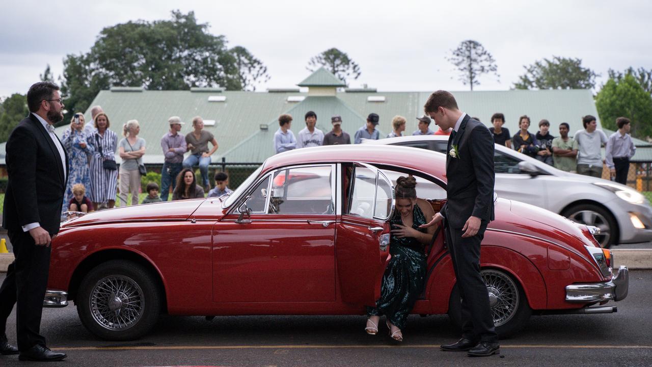 Anna Gouldson and Hayden Johnston arrive at Toowoomba Anglican School class of 2024 school formal. Friday, November 15, 2024. Picture: Christine Schindler