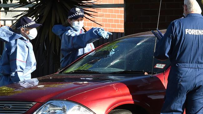 Police investigate the fatal shooting. Picture: Nicole Garmston