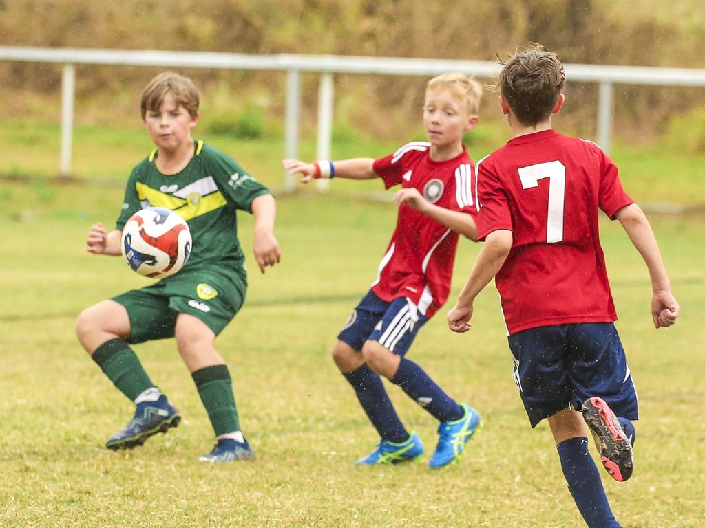 QAS V Michelton FC in the Premier Invitational Football Carnival at Nerang. Picture: Glenn Campbell