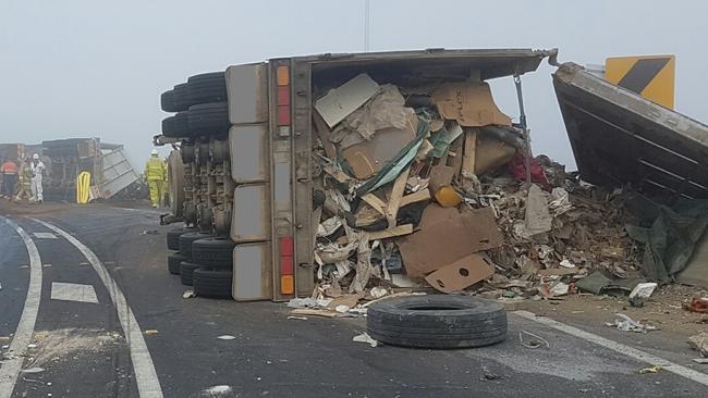 Crashes on NSW roads involving waste, some from landfill, being trucked to Queensland to be reburied.