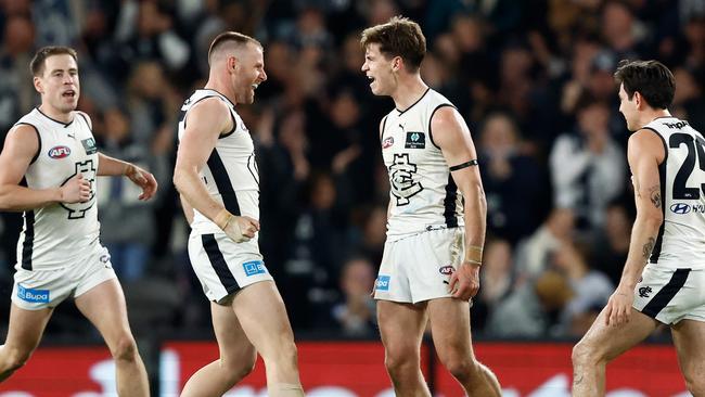 The Blues finished with a flurry to run over the top of the Saints. (Photo by Michael Willson/AFL Photos via Getty Images)