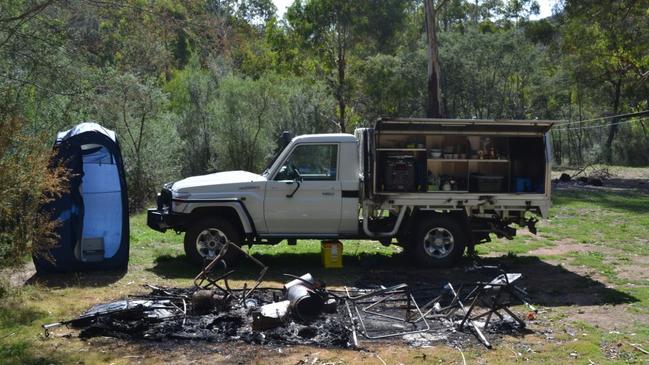 The jury were previously shown images of Mr Hill and Mrs Clay’s destroyed campsite Picture: Supplied