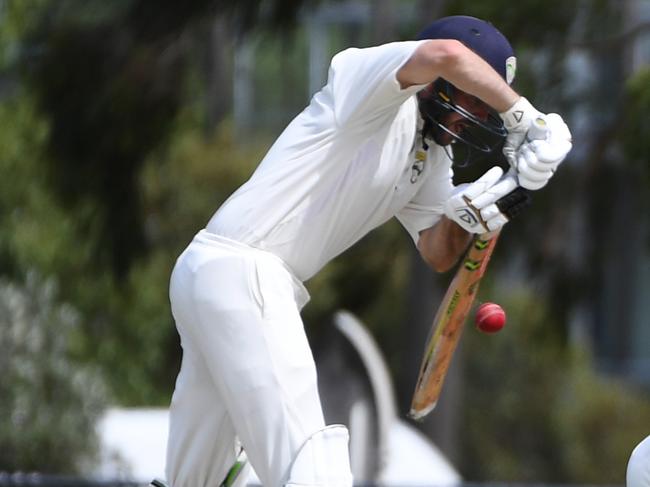 Brendan McGuninness of Oakliegh cricket club is seen in action during the SCDCA match at Warrewee Park Oval in Oakleigh, Melbourne, Saturday, March 17, 2018. Bayswater V Oakleigh the VSDCA semi final match. (AAP Image/James Ross) NO ARCHIVING