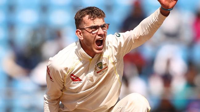 Todd Murphy enjoyed a dream debut on day two at Nagpur, taking five wickets. Picture: Getty Images.