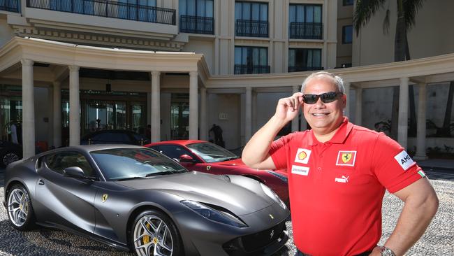 Mayor Tom Tate with the latest Ferrari, at Palazzo Versace. Picture Glenn Hampson.