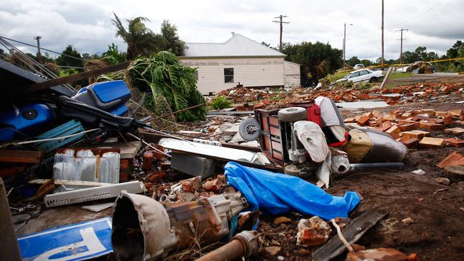 The debris of houses destroyed by cyclonic winds are seen on April 22, 2015 in Dungog, Australia.