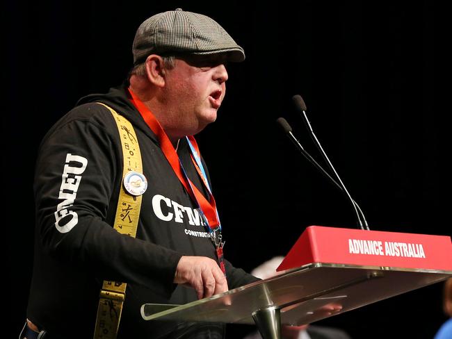 “F***ing fix it” ... Joe McDonald from the CFMEU spoke passionately at the ALP conference. Pic: Mark Stewart