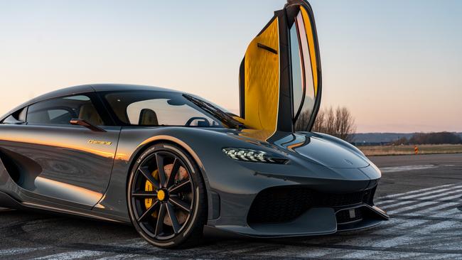 The Koenigsegg Gemera is a limited production four-seat plug-in hybrid grand tourer.