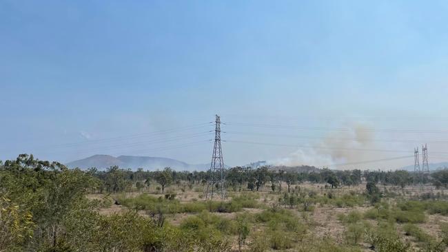 The 'fast moving' vegetation fire at Kabra, west of Rockhampton. Picture: Vanessa Jarrett