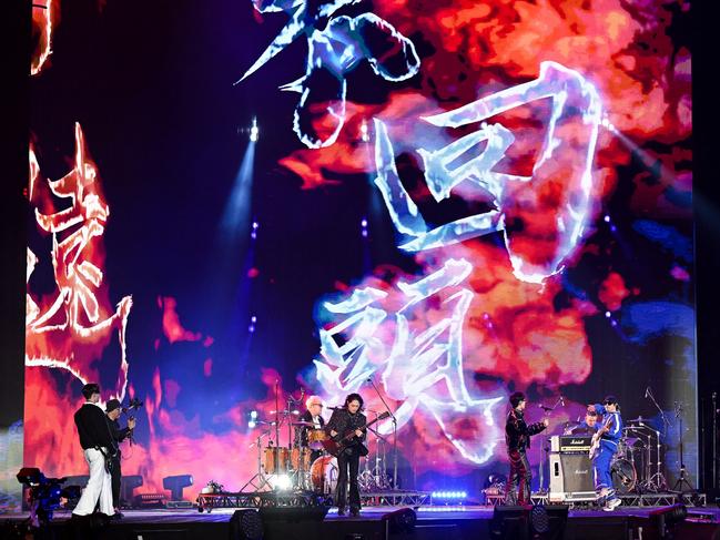 Kan Chun Hsieh and band perform in front of Taipei City Government on December 31, 2024 in Taipei, Taiwan. Picture: Gene Wang/Getty Images