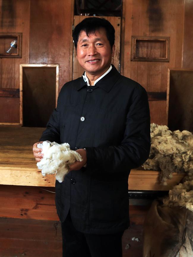 Tianyu Wool chairman Qingnan Wen at Lal Lal Station. Picture: Aaron Francis/The Australian