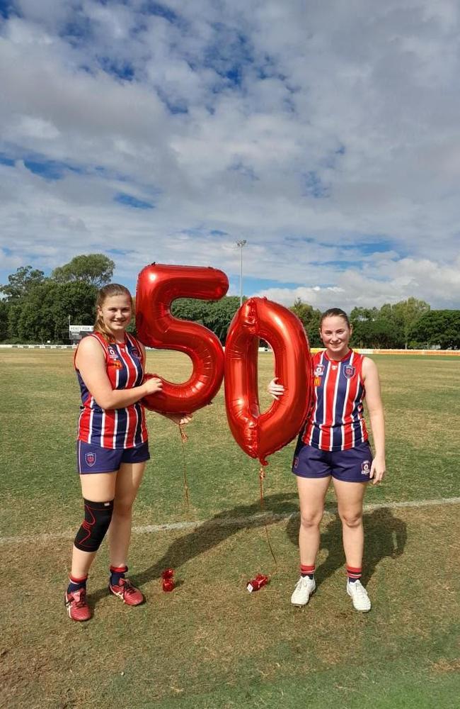 Wilston Grange milestone girls, Isobel Bradley and Jess Black, with 50 games under their belt. Well done girls.