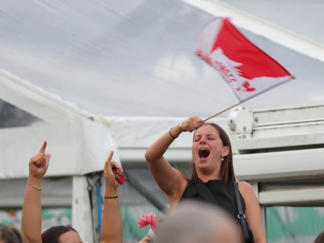 AFL grand final celebrations around Geelong . The Torquay Hotel Torquay Final siren swans supporters with Brisbane winning Picture: Mark Wilson