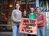 SYDNEY, AUSTRALIA- News Wire photos MAY 27 2021- (LR)  Laura Kirwan (17), Izzy Raj-Seppings (14), Ava Princi (17) and Liv Heaton posing for a photo out the front of the Federal law court on Phillip st in Sydney. Picture: NCA NewsWire / Adam Yip