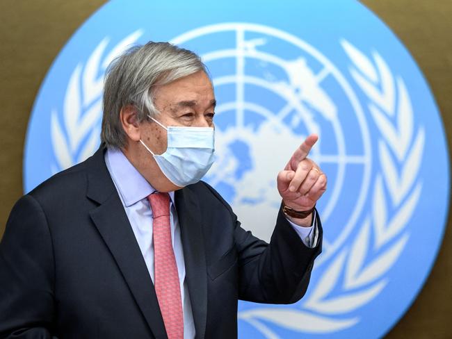 UN Secretary-General Antonio Guterres says foreign aid is not about what we can give Afghanistan but about what we owe. Picture: AFP