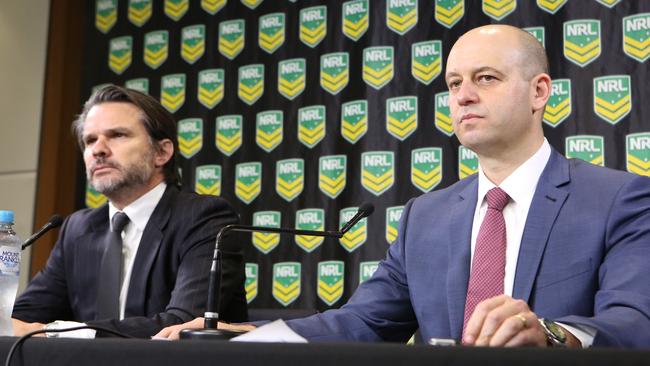 Head of NRL Integrity Unit Nick Weeks and CEO Todd Greenberg.