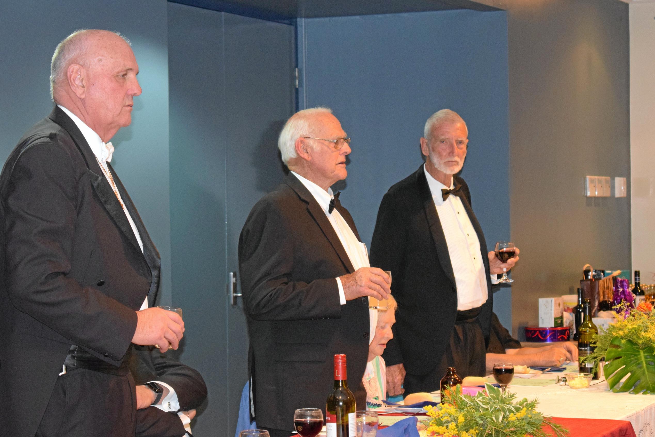 Murilla Masonic Lodge Master, Ben Rees (centre) making a toast at the Murilla Masonic Lodge 100th Birthday banquet. Picture: Kate McCormack