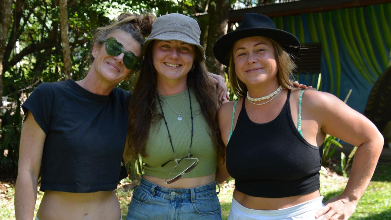 Amy Kwanten, Erin Wesley and Mary-Lou McDonald at the 2024 Festival of the Knob at Yorkeys Knob on Saturday. Picture: Bronwyn Farr