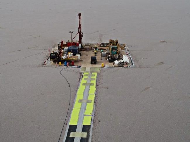 The exploration drill searching for deposits of  iron oxide copper-gold mineralisation in the northern portion of LakeTorrens, as part of Lake Torrens Murdie Exploration Program