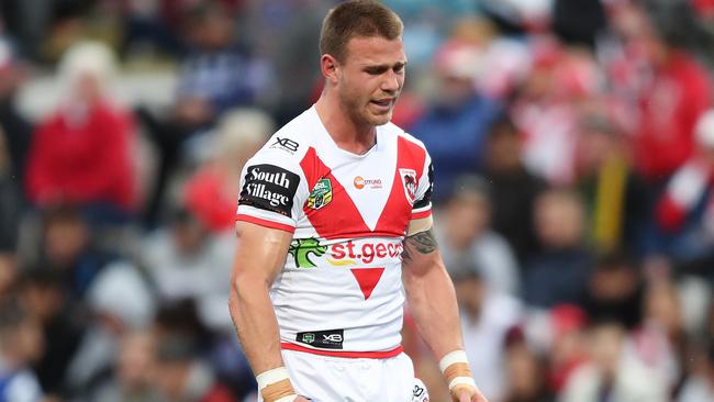 Euan Aitken faces a nervous wait to see the extent of a hamstring injury that forced him off. Picture: Brett Costello