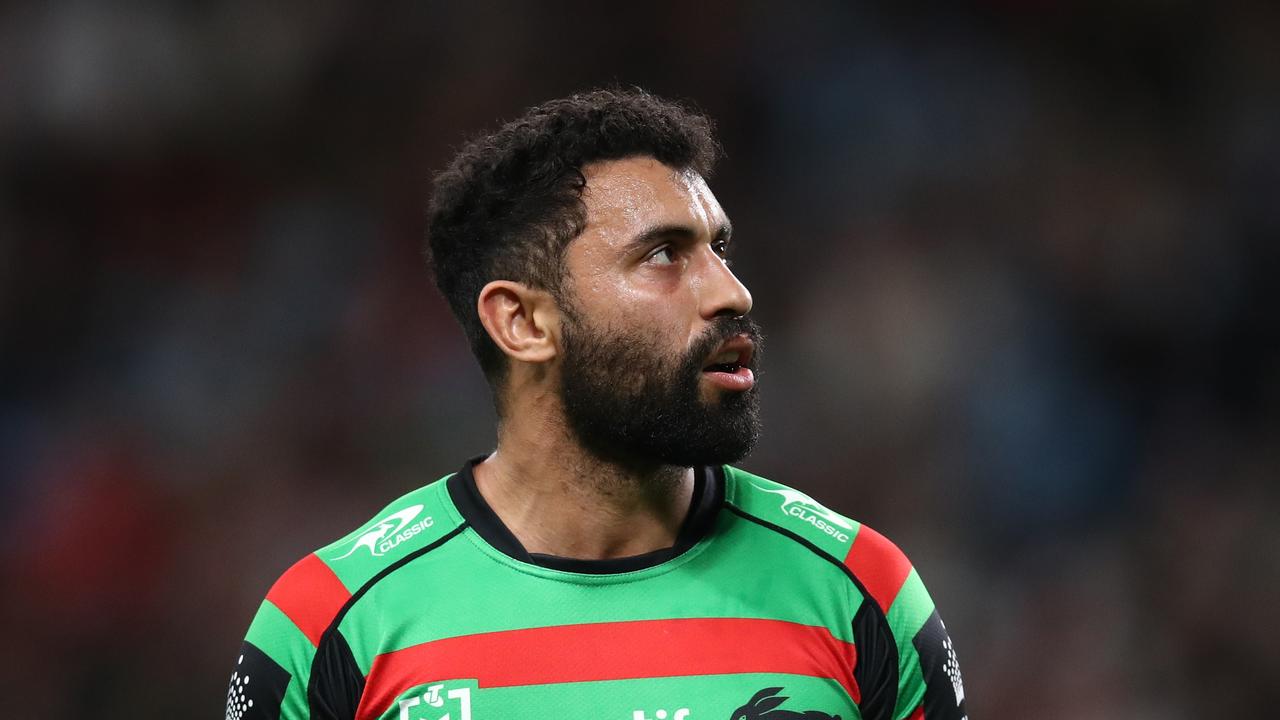 SYDNEY, AUSTRALIA - SEPTEMBER 17: Alex Johnston of the Rabbitohs looks on during the NRL Semi Final match between the Cronulla Sharks and the South Sydney Rabbitohs at Allianz Stadium on September 17, 2022 in Sydney, Australia. (Photo by Jason McCawley/Getty Images)