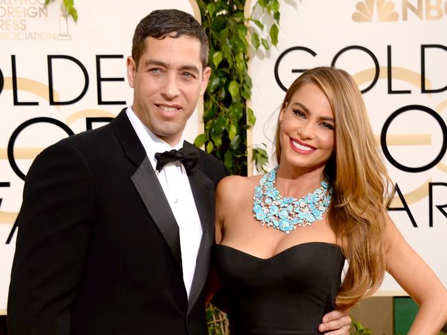 Vergara with former fiance Nick Loeb at the 2014 Golden Globes. Picture: Jason Merritt/Getty