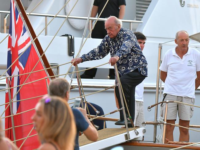 One day before the 20th anniversary of their deaths, Mohamed Al Fayed was seen on the Sakara yacht in St Tropez. Picture: Splash News