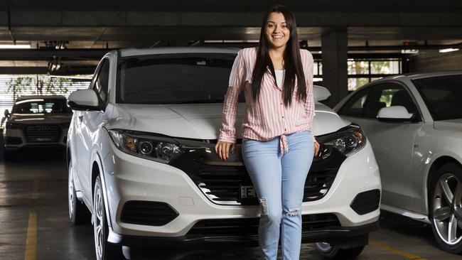 Melissa Unda uses the Parkhound app to make money from her underground parking space. Picture: Dylan Robinson