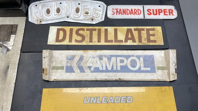 Vintage petrol signage from Roadside Relics on Brisbane Road, Gympie.