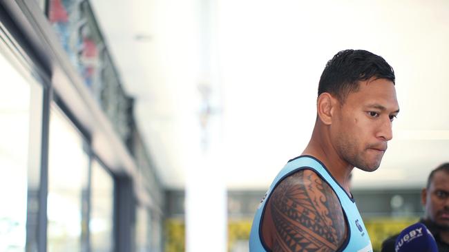 Israel Folau at a press conference at the Waratahs headquarters in Daceyville. (Pic: Phil Hillyard)