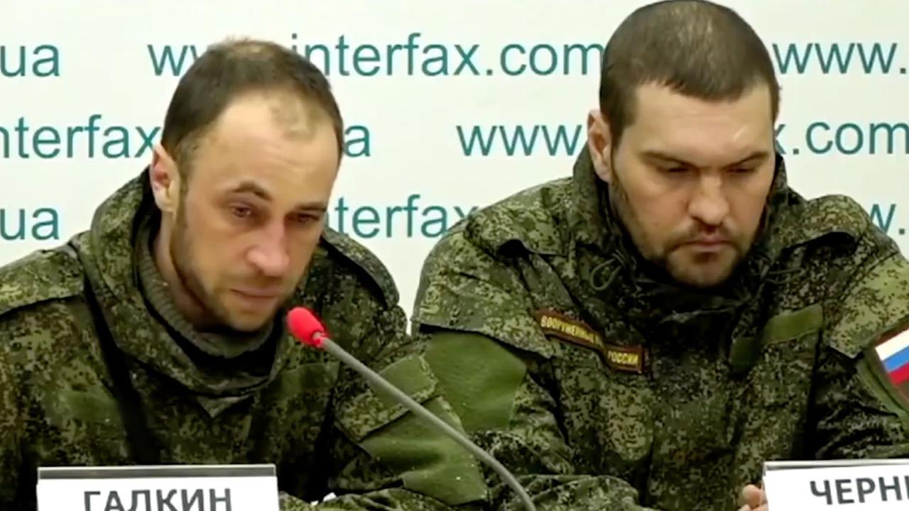 Two Russian soldiers broke down crying during an interview on March 15, 2022, saying they were sorry for killing Ukrainians and that Vladimir Putin made a “terrible mistake.” Picture: UKrinformTV