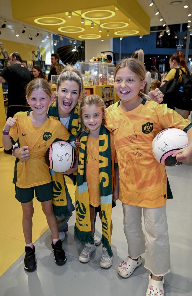 Lauren Stanley with her daughters Holly, 9, and Cassidy, 6, and friend Chloe Apostolopoulos, 10 during a meet and greet. Picture Mark Brake