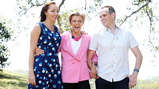 Kerry Chikarovski (centre) with daughter Lisa and Lisa’s fiance Andrew Johnston. Picture: Tim Hunter